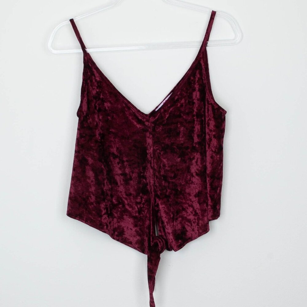 Buddy Love Womens Crushed Velvet Button Front Tank Top Size‎ S Tie Bottom Vamp
